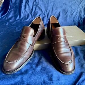 Emporio Armani Men's Brown Leather Penny Loafers
